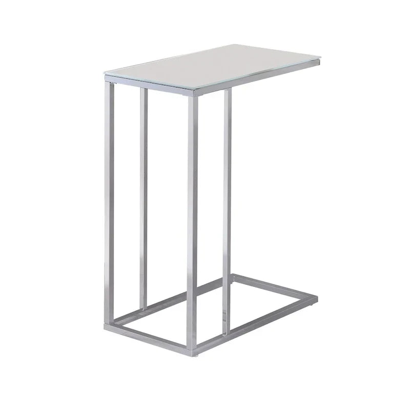 Chrome and White Glass Top Accent Table