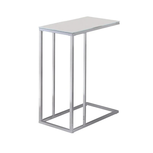 Chrome and White Glass Top Accent Table
