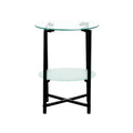 Double-Layer Round Tempered Glass End Table/Coffee Table with Sturdy Iron Frame