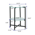 Double-Layer Round Tempered Glass End Table/Coffee Table with Sturdy Iron Frame