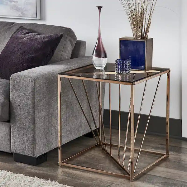 Hannah Square End Tables with Metal and Glass Top by iNSPIRE Q Bold