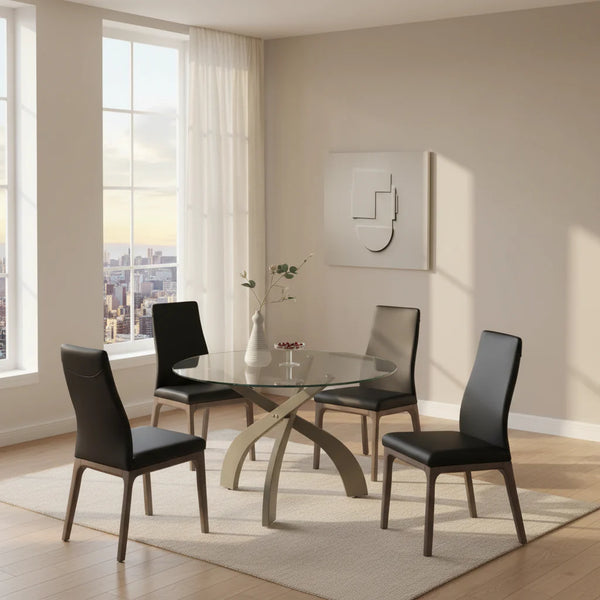 Criss Cross Dining Set Featuring Black Chairs