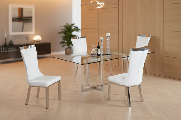 5-Piece Dining Set with Glass and Acrylic Design