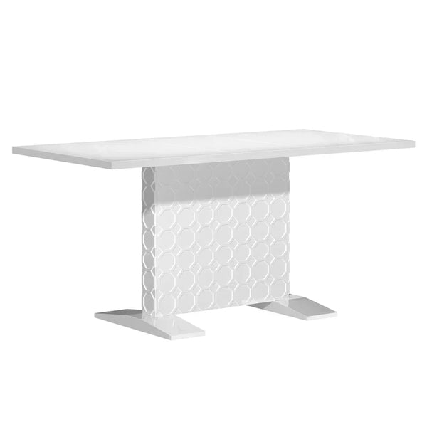 Clihome Glossy Wood Expandable Dining Table for 6 Guests