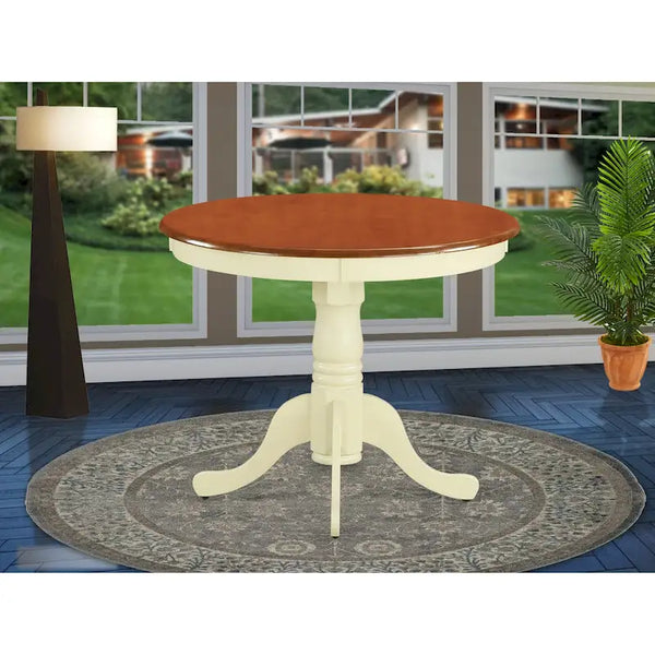 East West Furniture Antique Round Dining Table - 36x36 Inch Kitchen Table with Pedestal Base (Multiple Finish Options)