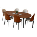 LeisureMod Tule Collection 7-Piece Black Steel Dining Set with 6 Chairs and Table