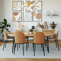 LeisureMod Tule Collection 7-Piece Black Steel Dining Set with 6 Chairs and Table