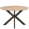Ravenna 47" Modern Round Wood Dining Table with X-Cross Metal Base for Kitchen and Dining Room