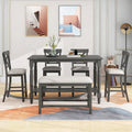 Nestfair 6-Piece Counter Height Dining Set with Chairs and Bench