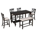 Nestfair 6-Piece Counter Height Dining Set with Chairs and Bench