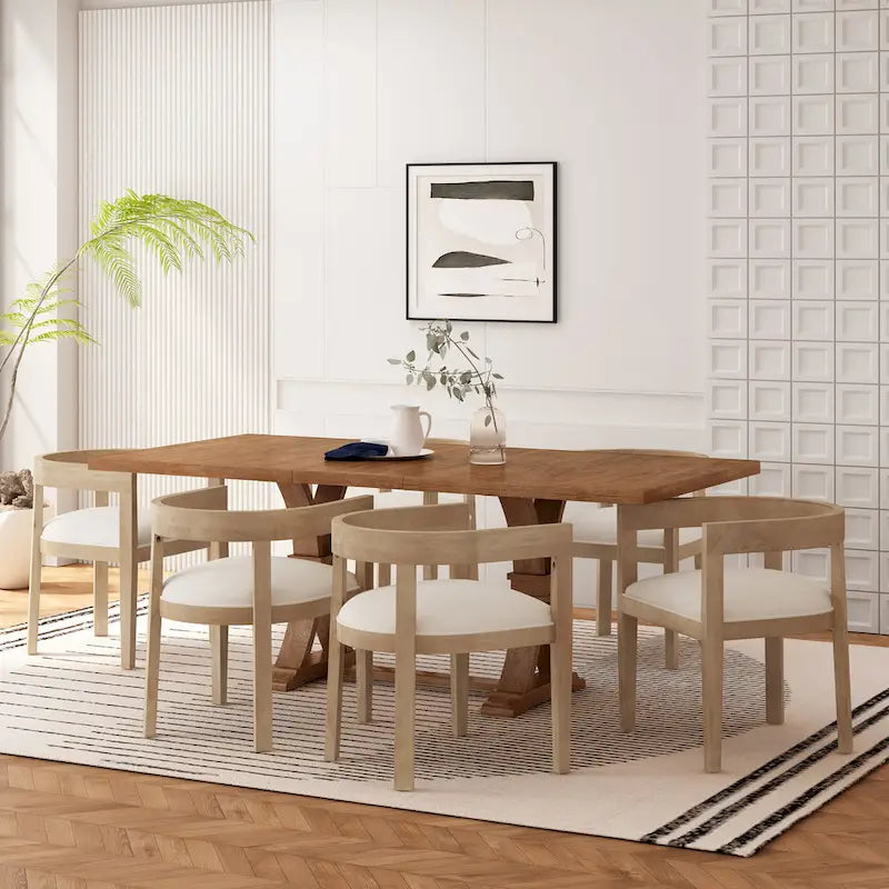 Christopher Knight Home 7-Piece Dining Set with Hudson Fabric and Wood