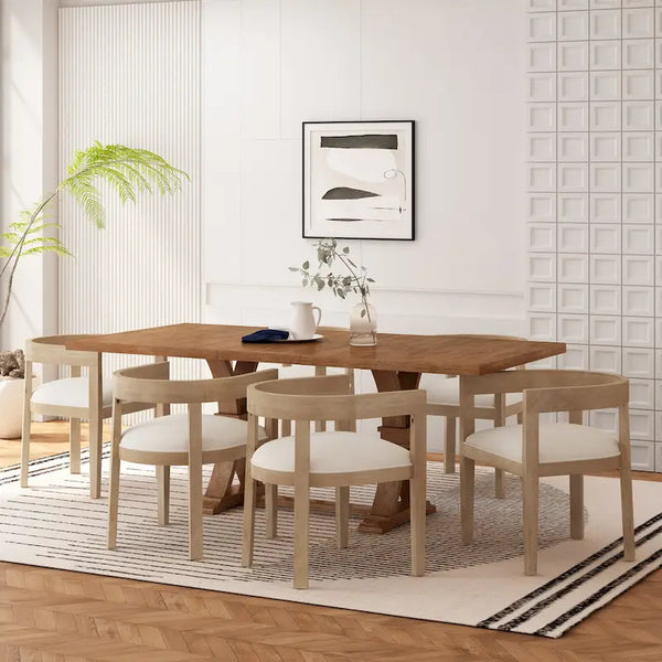 Christopher Knight Home 7-Piece Dining Set with Hudson Fabric and Wood