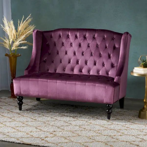 Christopher Knight Home Leora Contemporary Glam Tufted Velvet Wingback Loveseat