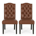 Set of 2 Harriet Modern Tufted Faux Leather Dining Chairs by Christopher Knight Home - Dimensions: 21.5" L x 25.75" W x 41.5" H