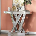 Contemporary Silver Console Table with Crushed Diamond Inlay for Entryway