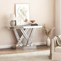 Contemporary Silver Console Table with Crushed Diamond Inlay for Entryway
