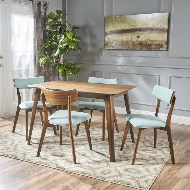 Megann Mid-Century 5-Piece Rectangular Wood Dining Set by Christopher Knight Home