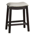 Set of 2 Gray Curved Leatherette Counter Stools with Nailhead Trim