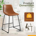 Set of 2 Homall Brown PU Leather Counter Bar Stools with Backrest and Footrest