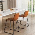 Set of 2 Homall Brown PU Leather Counter Bar Stools with Backrest and Footrest