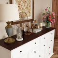 Stylish Brown and White Dresser with Generous Storage Space and Side Table