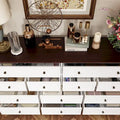Stylish Brown and White Dresser with Generous Storage Space and Side Table