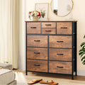 Moasis Rustic Wood-Style Bedroom Dresser with Metal Frame and Wooden Surface