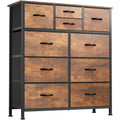 Moasis Rustic Wood-Style Bedroom Dresser with Metal Frame and Wooden Surface