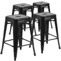 Set of 4 Backless Metal Counter Height Stools for Indoor-Outdoor Use - 24 Hours Square Seat
