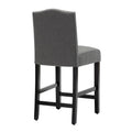 Set of 2 Counter Height Bar Stools with Back - 24-Inch Fabric Upholstered Design and Nailhead Trim