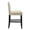 Set of 2 Counter Height Bar Stools with Back - 24-Inch Fabric Upholstered Design and Nailhead Trim