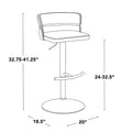 Set of 2 Silver Orchid Lena Adjustable Bar Stools with Rounded T Footrest