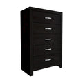 Ancy 48-Inch Tall 5-Drawer Dresser Chest with Faux Diamond Inlay Handles in Black