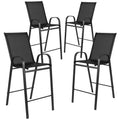 Set of 4 Outdoor Barstools with Flexible Comfort Material - Patio Seating