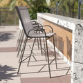 Set of 4 Outdoor Barstools with Flexible Comfort Material - Patio Seating