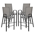 Set of 4 Outdoor Barstools with Flexible Comfort Material - Patio Seating