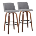 Set of 2 Carson Carrington Vallberga 30-Inch Fixed-Height Bar Stools with Walnut Wood Base