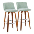 Set of 2 Carson Carrington Vallberga 30-Inch Fixed-Height Bar Stools with Walnut Wood Base