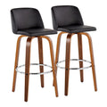 Set of 2 Carson Carrington Vallberga 30-Inch Fixed-Height Bar Stools with Walnut Wood Base