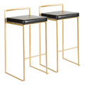 Set of 2 Stackable Gold Bar Stools with Silver Orchid Forest Finish