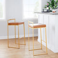 Set of 2 Stackable Gold Bar Stools with Silver Orchid Forest Finish