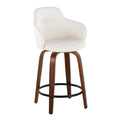 Set of 2 Carson Carrington Iglabo 24-Inch Fixed-Height Counter Stools with Bent Wood Legs and Round Footrest