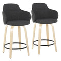 Set of 2 Carson Carrington Iglabo 24-Inch Fixed-Height Counter Stools with Bent Wood Legs and Round Footrest