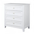 White Solid Wood Dresser Cabinet with Retro Round Handles and Spray-Painted Finish