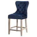 Carter 24-Inch Wingback Tufted Counter Stool with Antique Grey Legs and Nailhead Trim