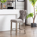 Carter 24-Inch Wingback Tufted Counter Stool with Antique Grey Legs and Nailhead Trim
