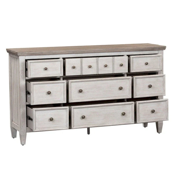 Heartland Antique White & Tobacco 9-Drawer Chest