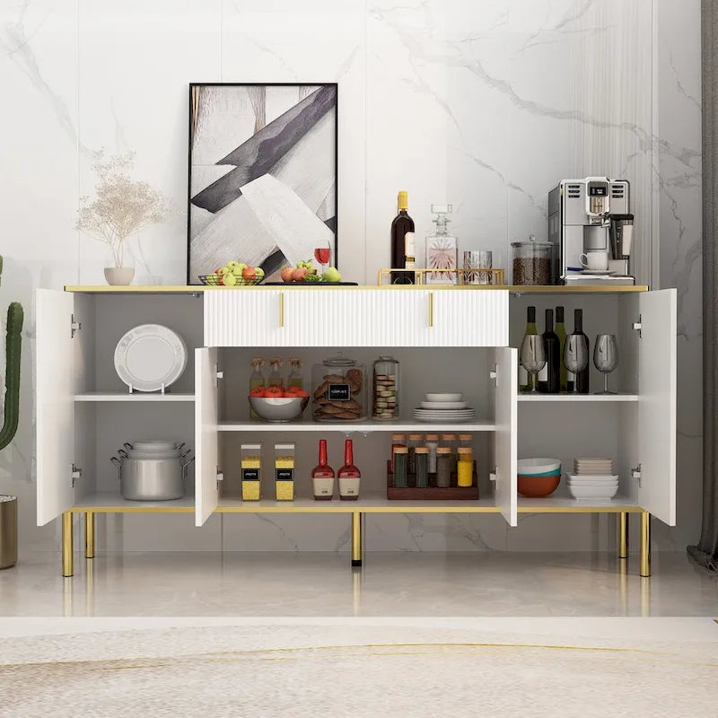 Pop-Up Door Sideboard Dresser Cabinet - Storage Console for TV