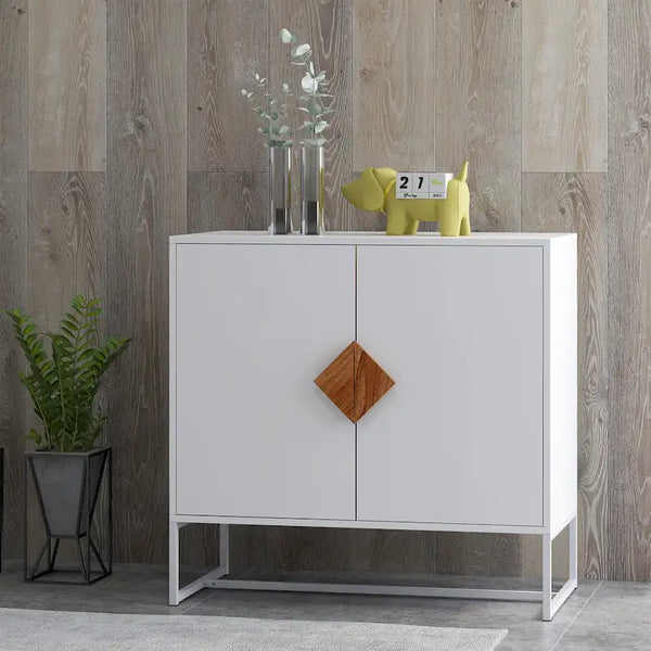CUSchoice Solid Wood Square Handle 2-Door Sideboard