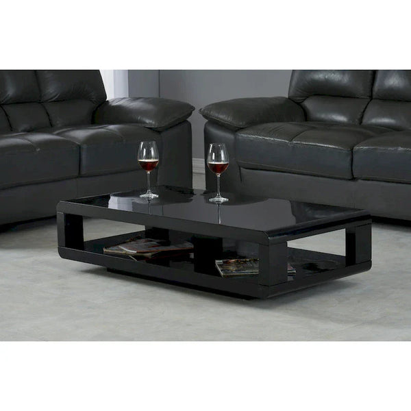 Artiva CASA Contemporary Glossy Black Lacquer Coffee Table - 48" x 24" x 12"
